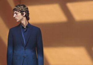 blue tailored suit