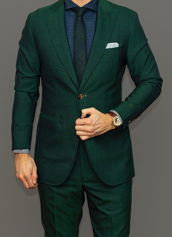 green custom suit